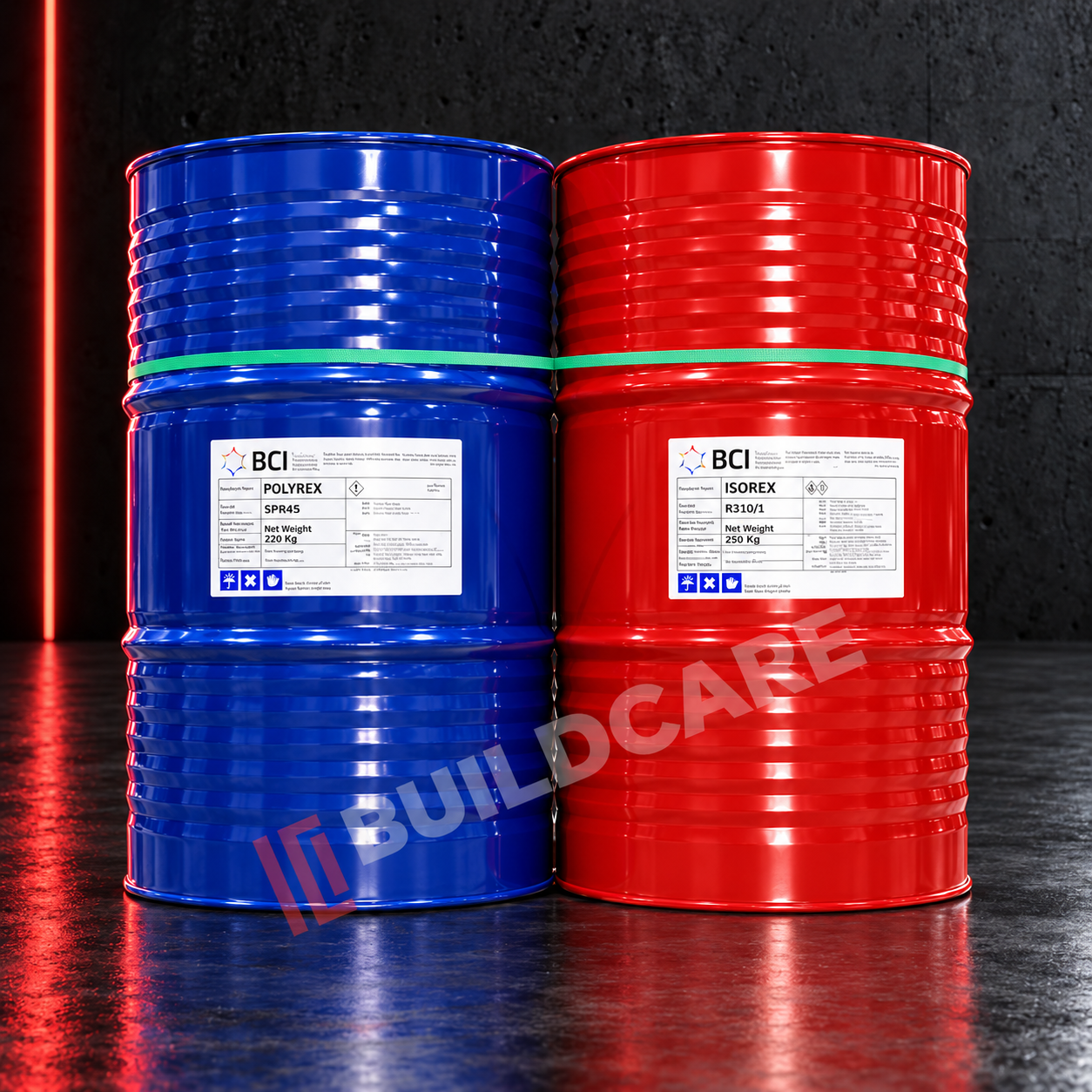 Buildcare International construction material drums